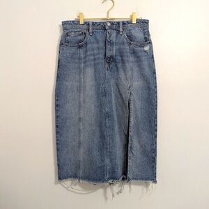 We The Free Size 28" Blue Denim‎ Midi Skirt